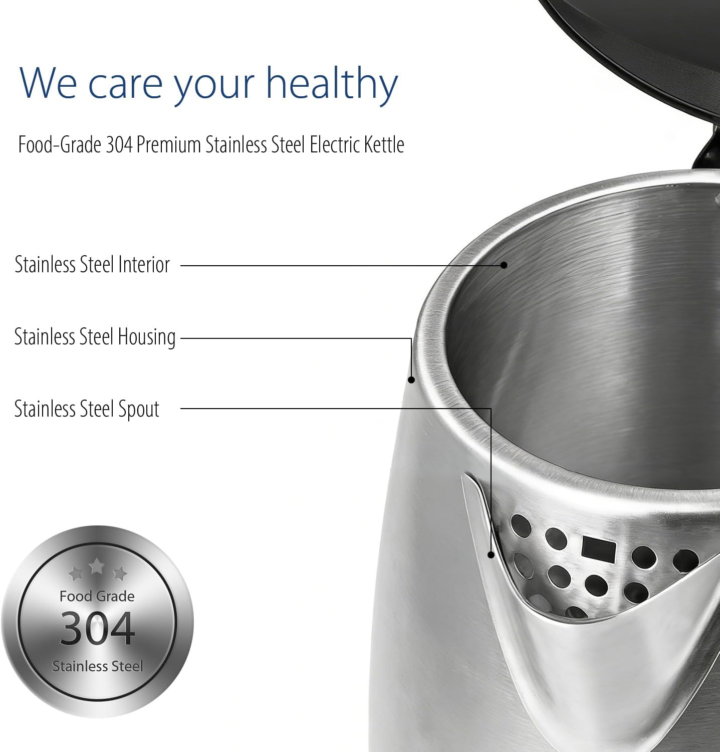 1.7L Stainless Steel Electric Kettle