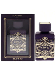 Lattafa Bade'e Al Oud Amethyst Eau de Parfum 100ml 3.4 fl oz purple bottle with gold detail - rose and oud perfume for women