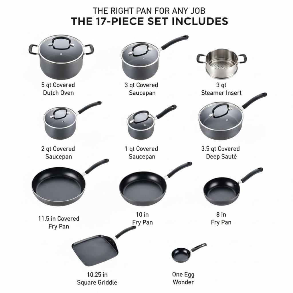 17-Piece Nonstick Cookware Set