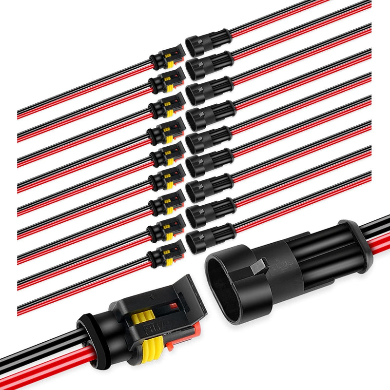 2-Pin 16AWG Waterproof Wire Connectors – 10 Pack