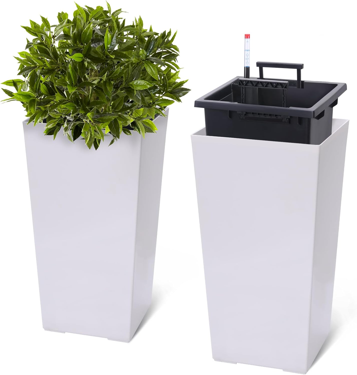 22.5" White Planter Set