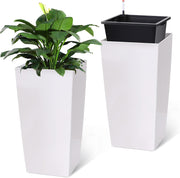 30" White Planter Set