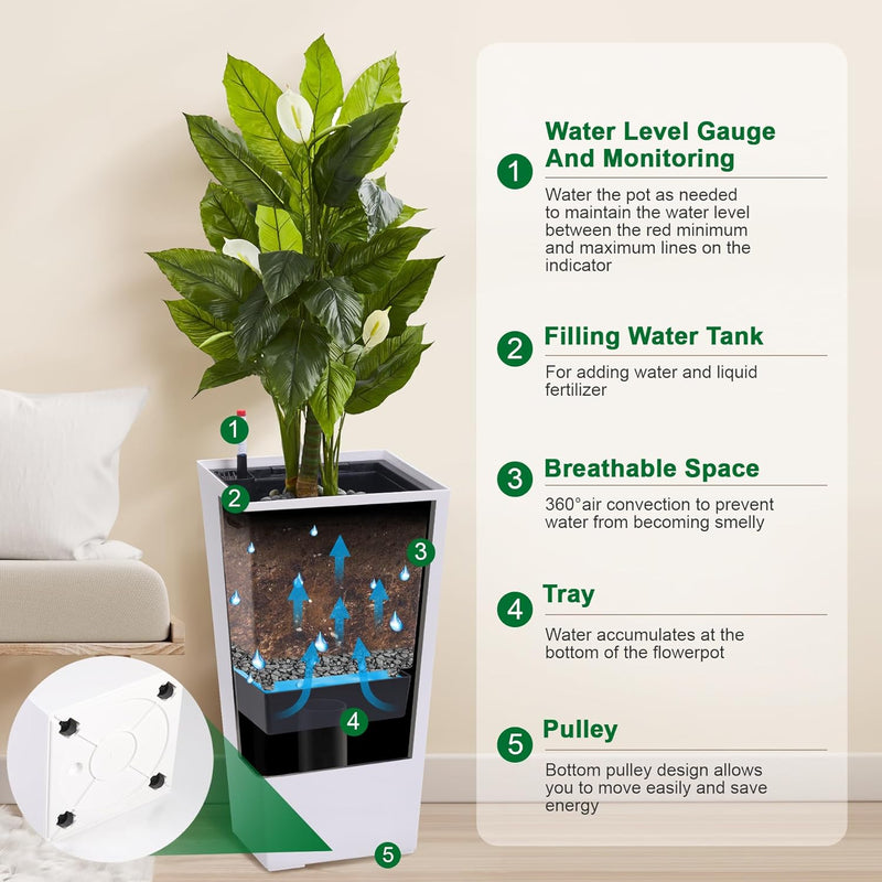 30" White Planter Set