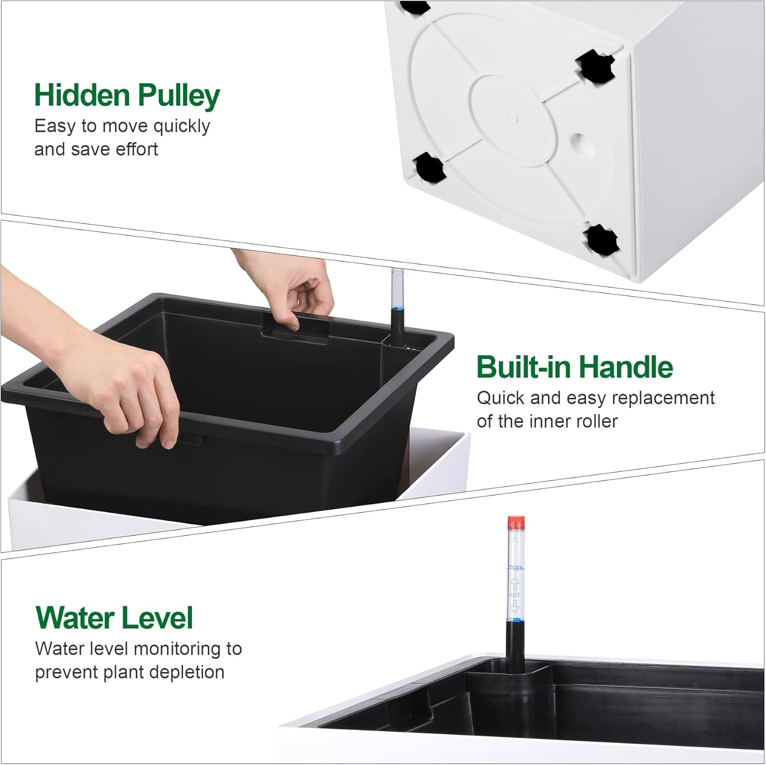 30" White Planter Set