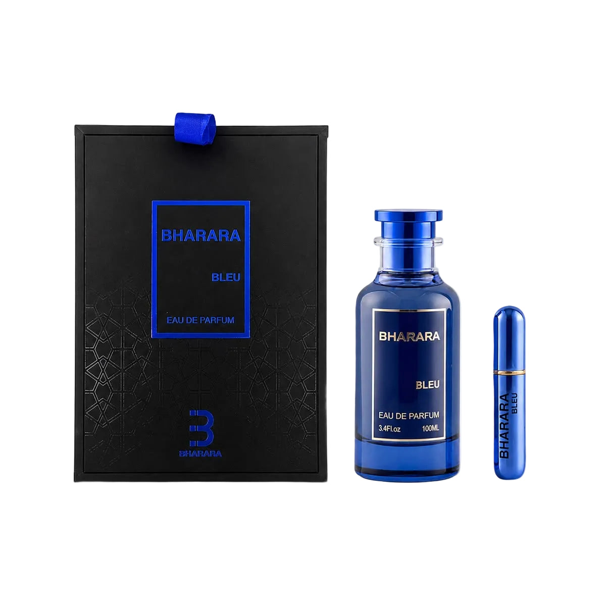 Bharara Bleu Eau de Parfum 100ml 3.4 fl oz blue bottle - citrus vanilla musk fragrance for men