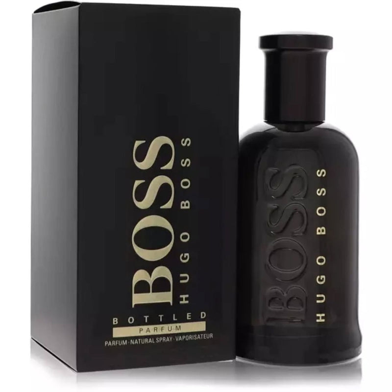 Hugo Boss Boss Bottled Parfum 100ml 3.4 oz black lacquered bottle with gold branding and black box