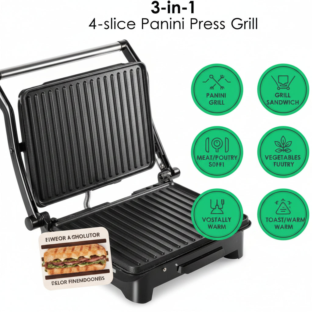 4-Slice Panini Press & Contact Grill