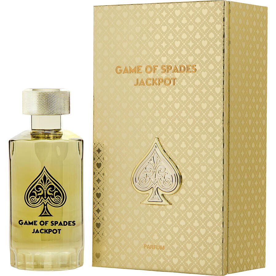 Jo Milano Game of Spades Jackpot Parfum 100ml 3.4 oz gold bottle with black spade emblem and gold box