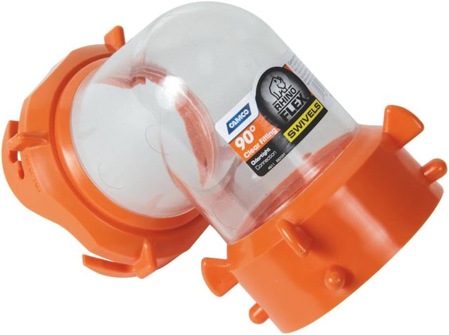Camco RhinoFLEX Clear 90-Degree Sewer Hose Swivel Fitting (39857)