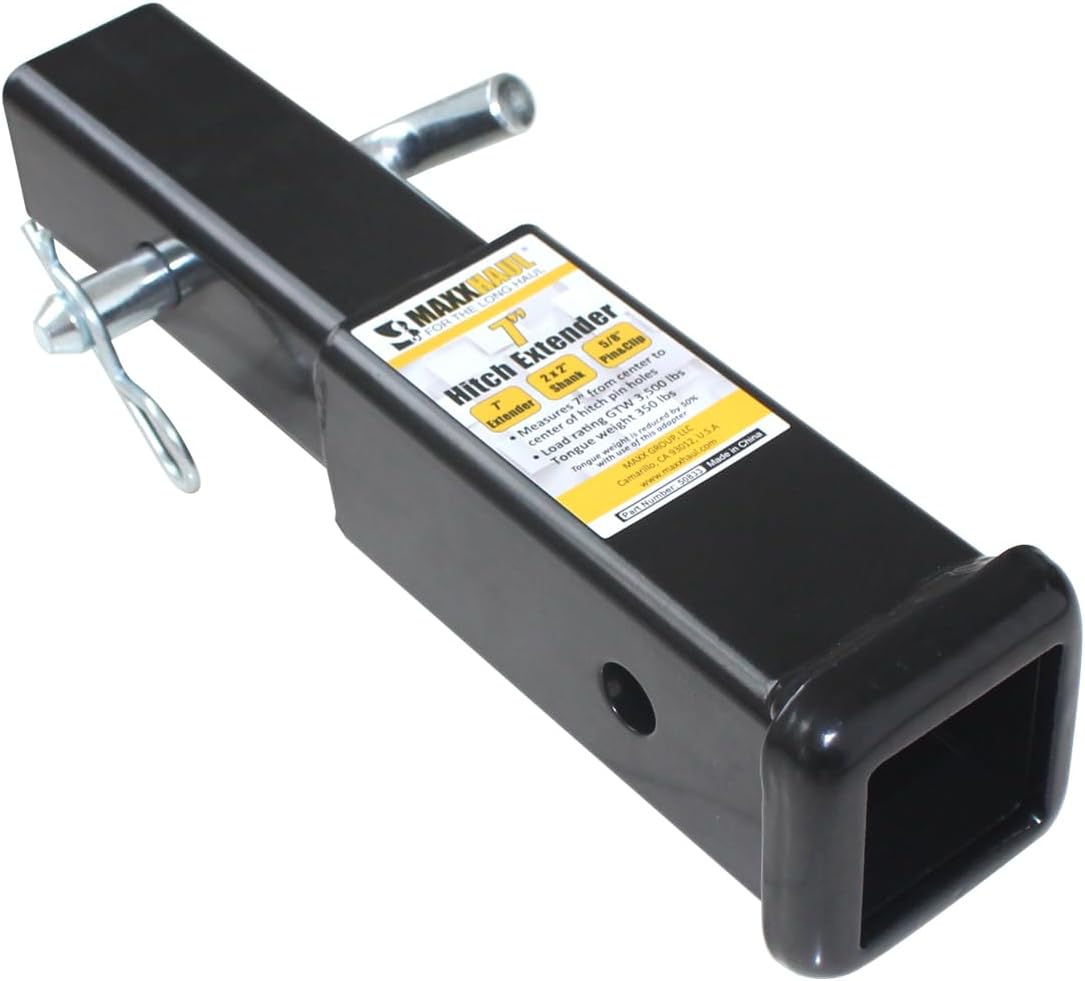 MaxxHaul 2" Trailer Hitch Receiver Extender – 7" Extension
