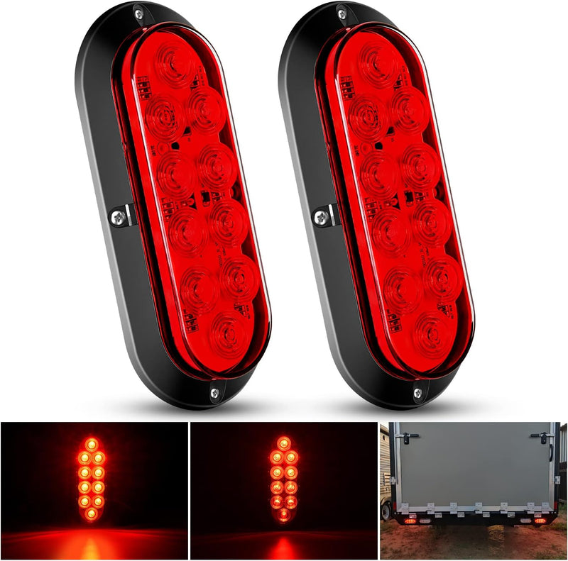 6-Inch Oval LED Trailer Tail Lights – 2 Pack