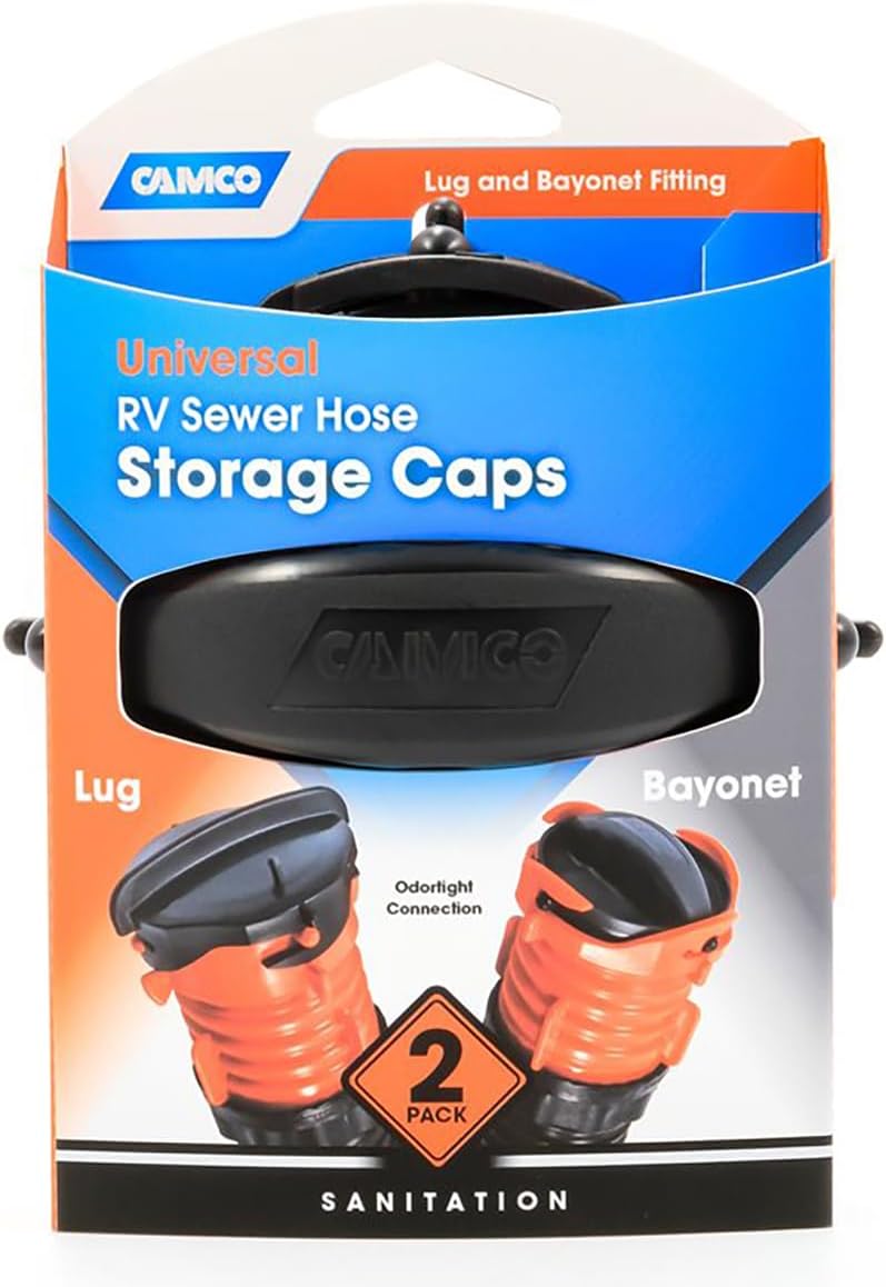 Camco RV Sewer Hose Storage Cap Set – 2-Pack