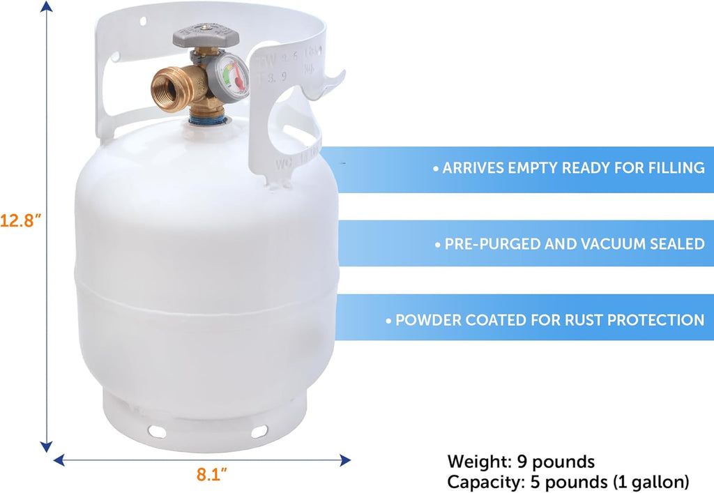 5 lb Steel Propane Tank with Built-In Gauge