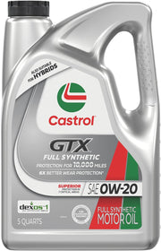 Castrol GTX Full Synthetic 0W-20 Motor Oil – 5 Quarts