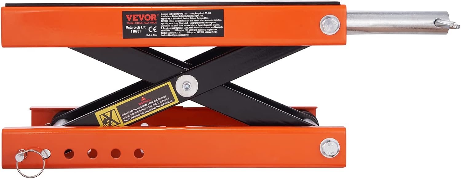 1100 lb Motorcycle Scissor Lift Jack with Safety Pin