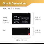 12V 7Ah Sealed Lead Acid Rechargeable Battery with F1 Terminals