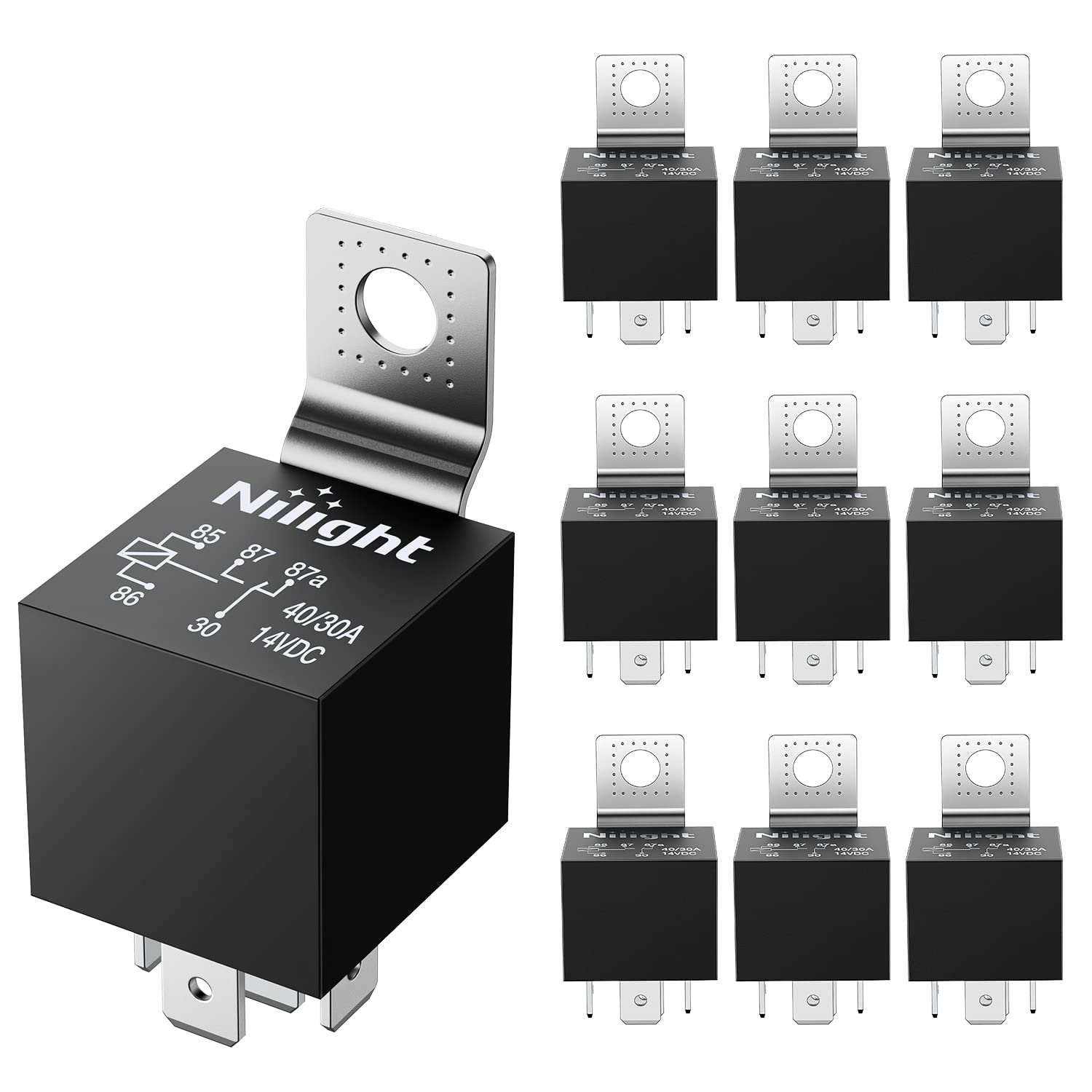 12V 30/40A 5-Pin SPDT Automotive Relays – 10 Pack