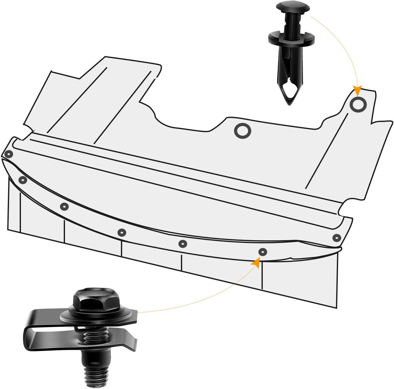 GOOACC GRC-70 Engine Under Cover Fastener Clips – 35-Piece