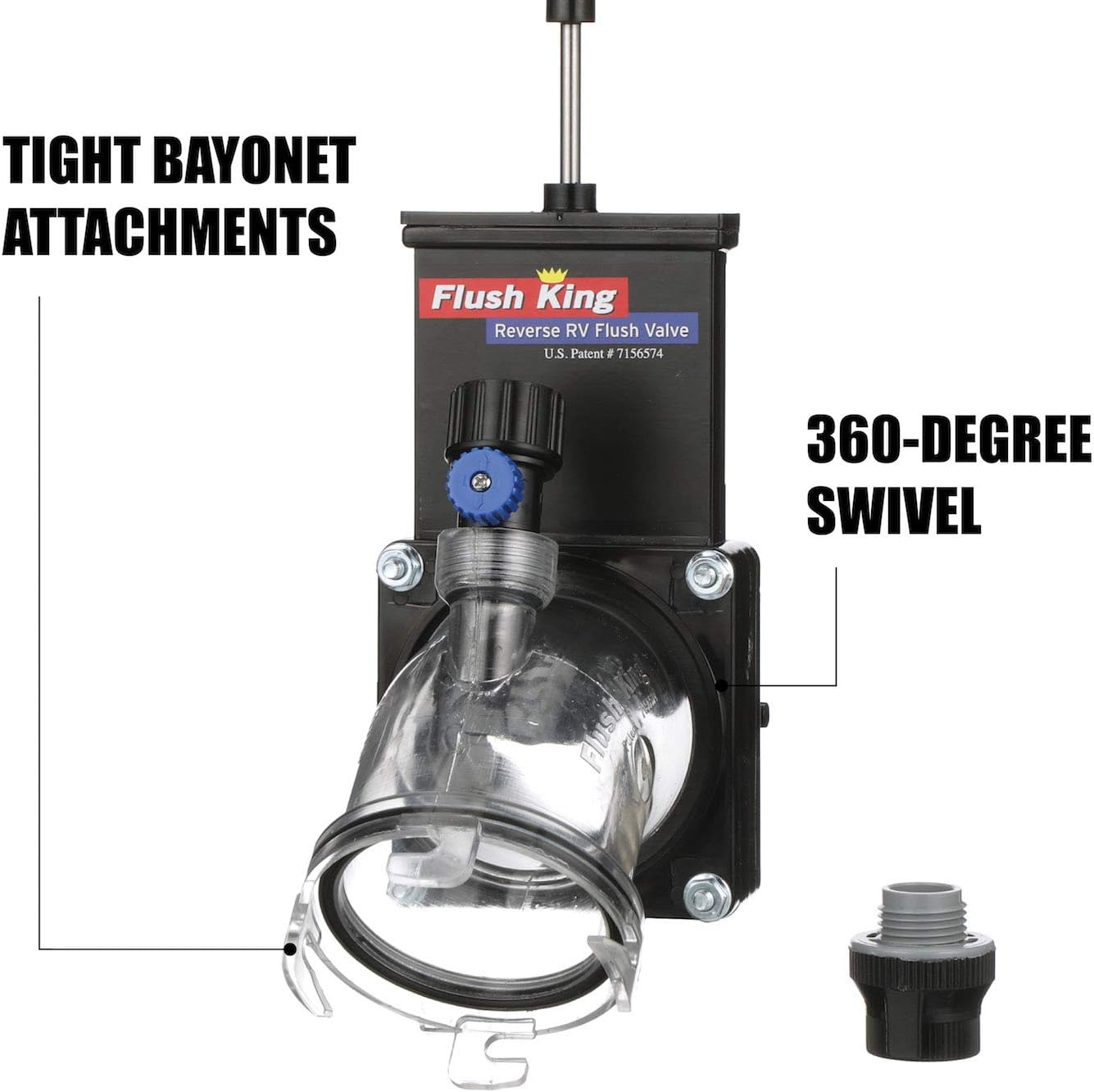 45-Degree RV Reverse Flush Valve with Clear Body