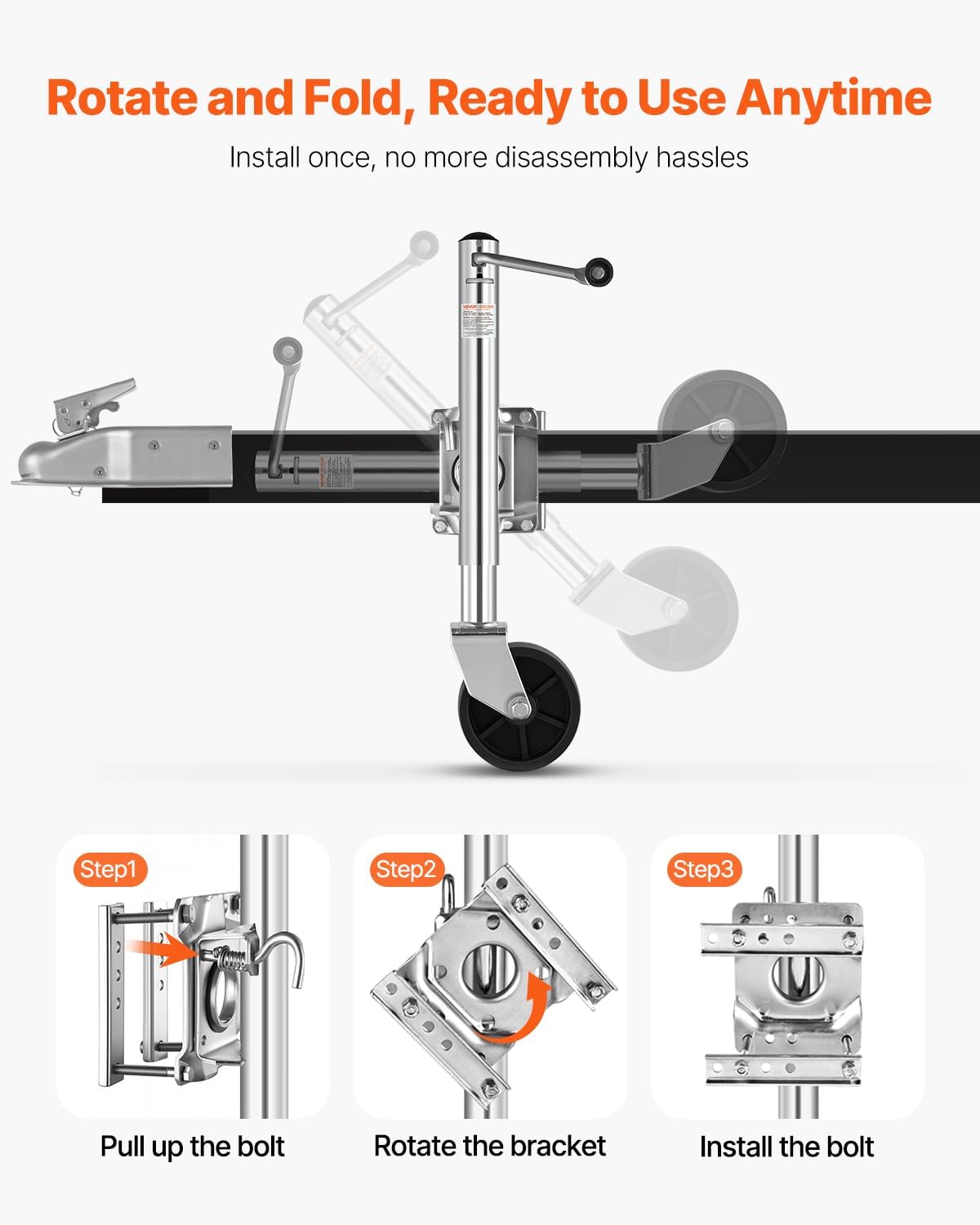 Heavy-Duty Swivel Trailer Jack with Wheel