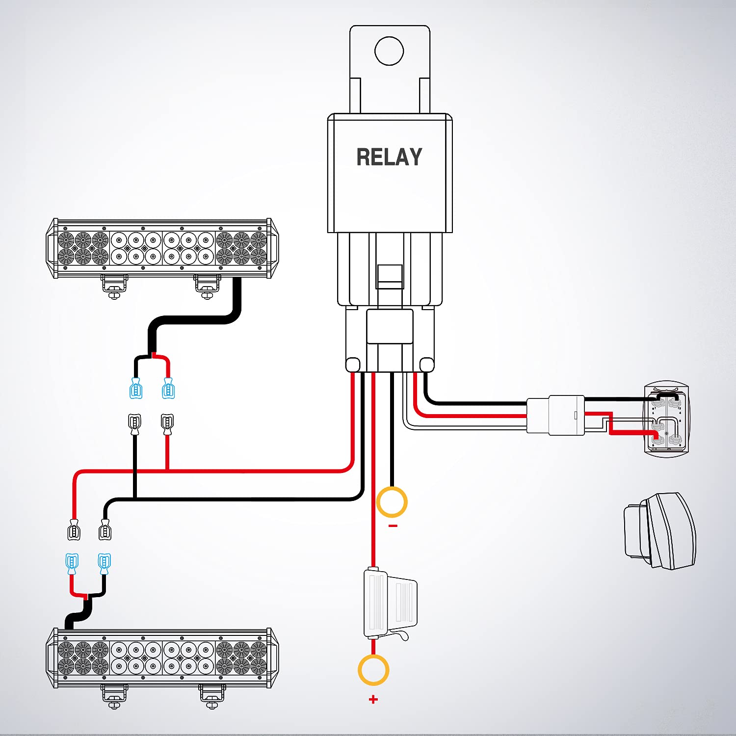 12V Dual-Lead LED Light Wiring Harness Kit with Rocker Switch