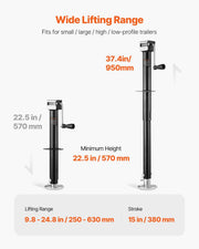 VEVOR 5,000 Lbs A-Frame Trailer Jack – 15" Travel with Drop Leg