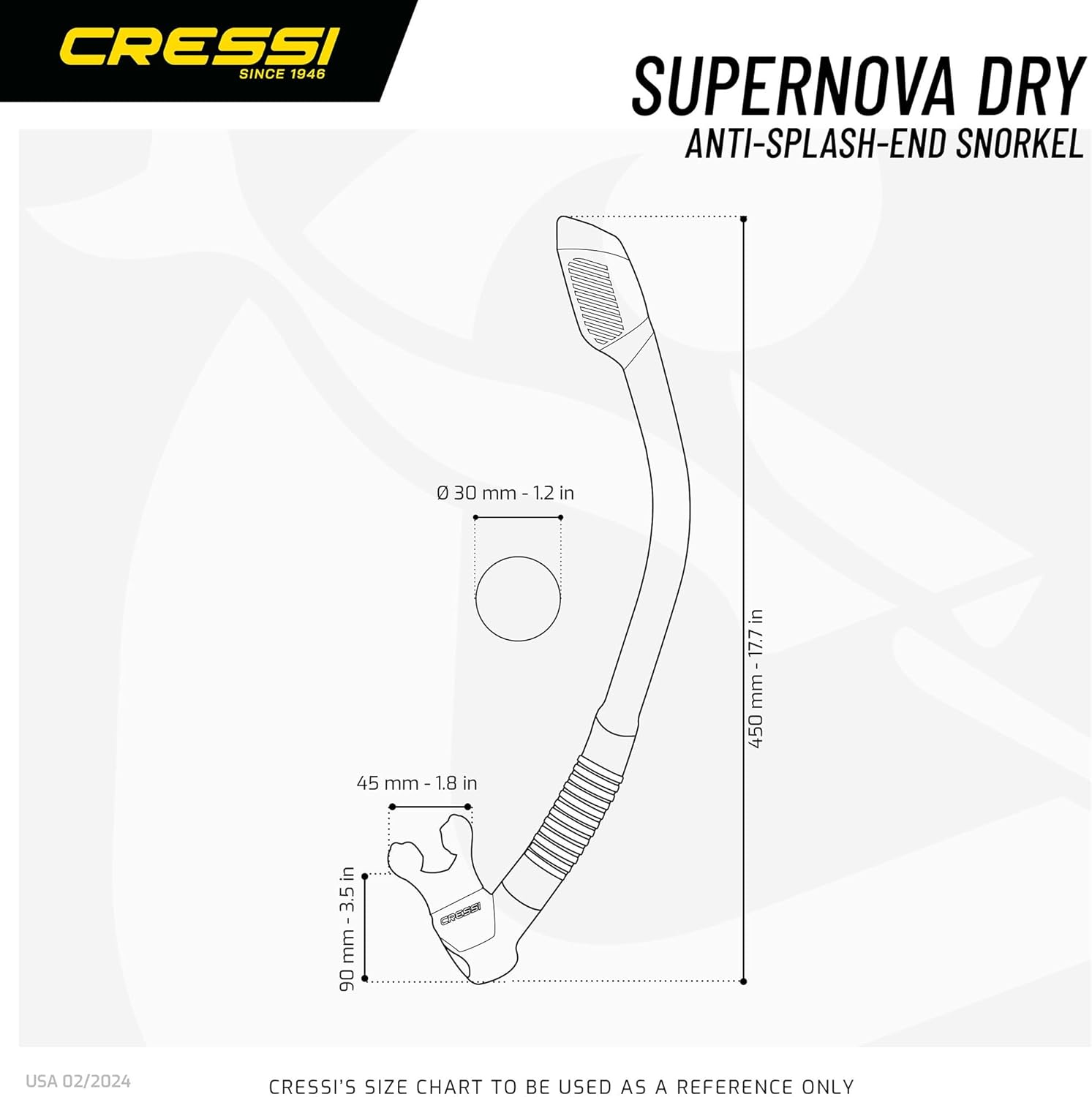 Adult Dry Snorkel with Splash Guard