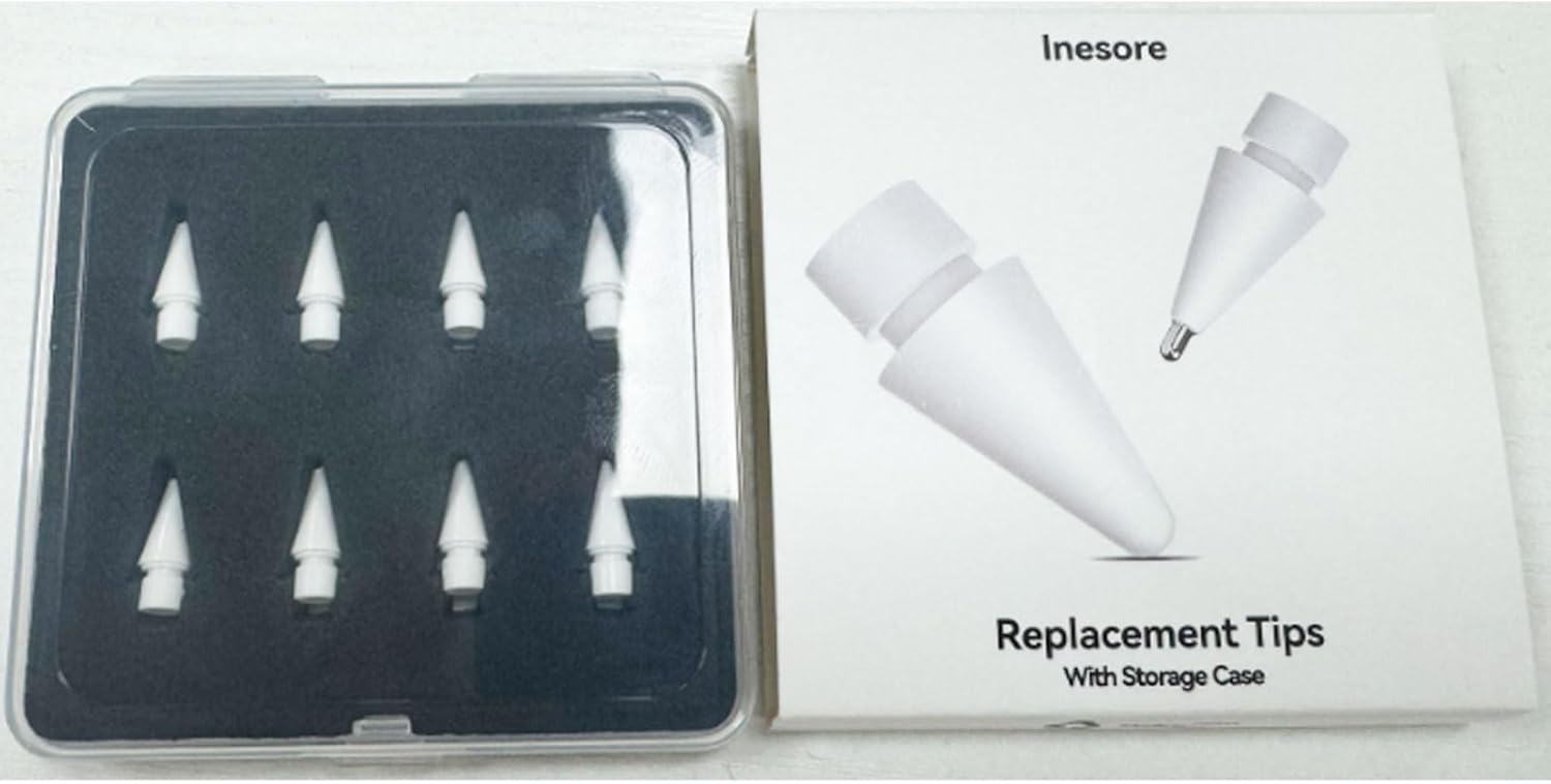 Mixed-Style Digital Stylus Replacement Tips with Case – 8 Pack