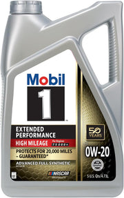Mobil 1 Extended Performance High Mileage 0W-20 Full Synthetic Motor Oil – 5 Qt