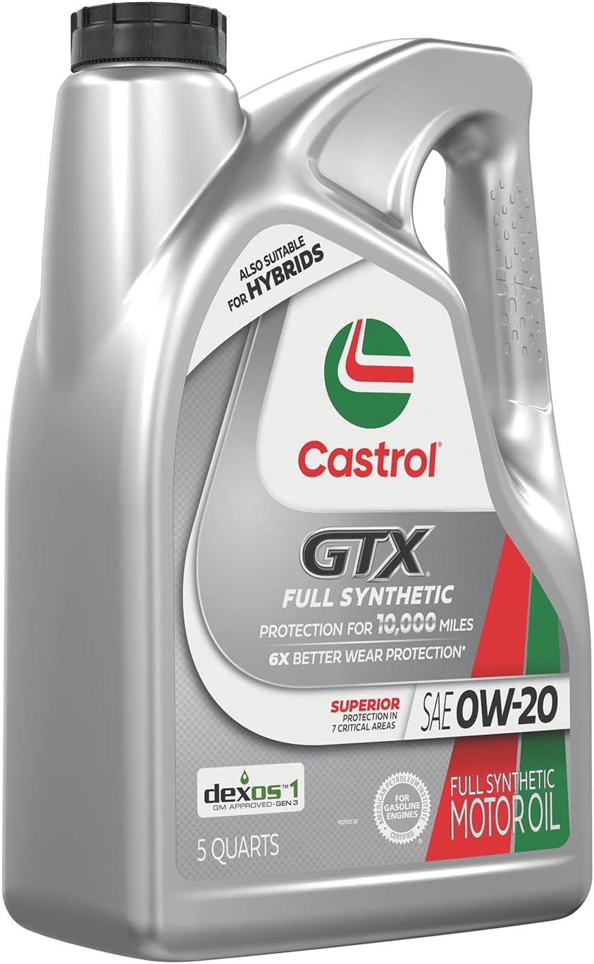 Castrol GTX Full Synthetic 0W-20 Motor Oil – 5 Quarts