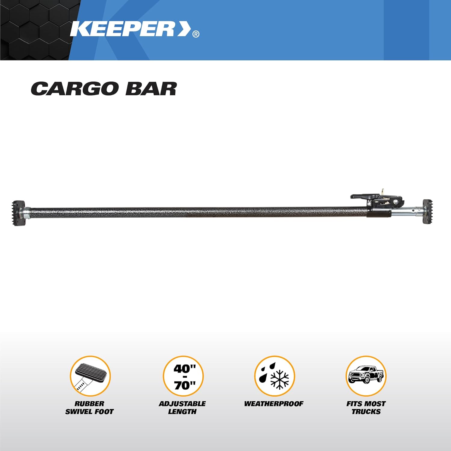 Keeper Adjustable Ratcheting Cargo Bar – 40"–70"