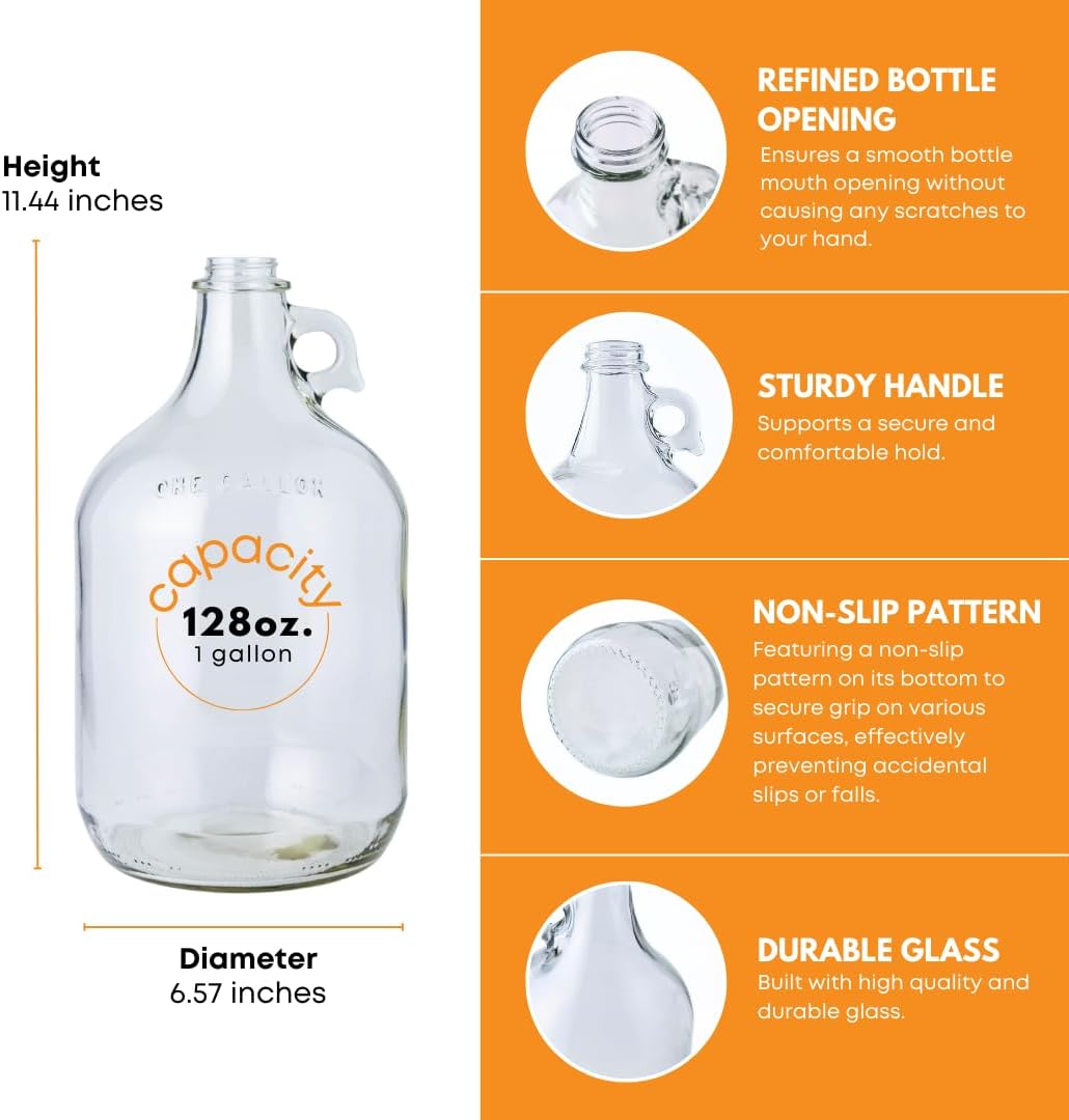 1-Gallon Glass Water Bottle with Polyseal Cap