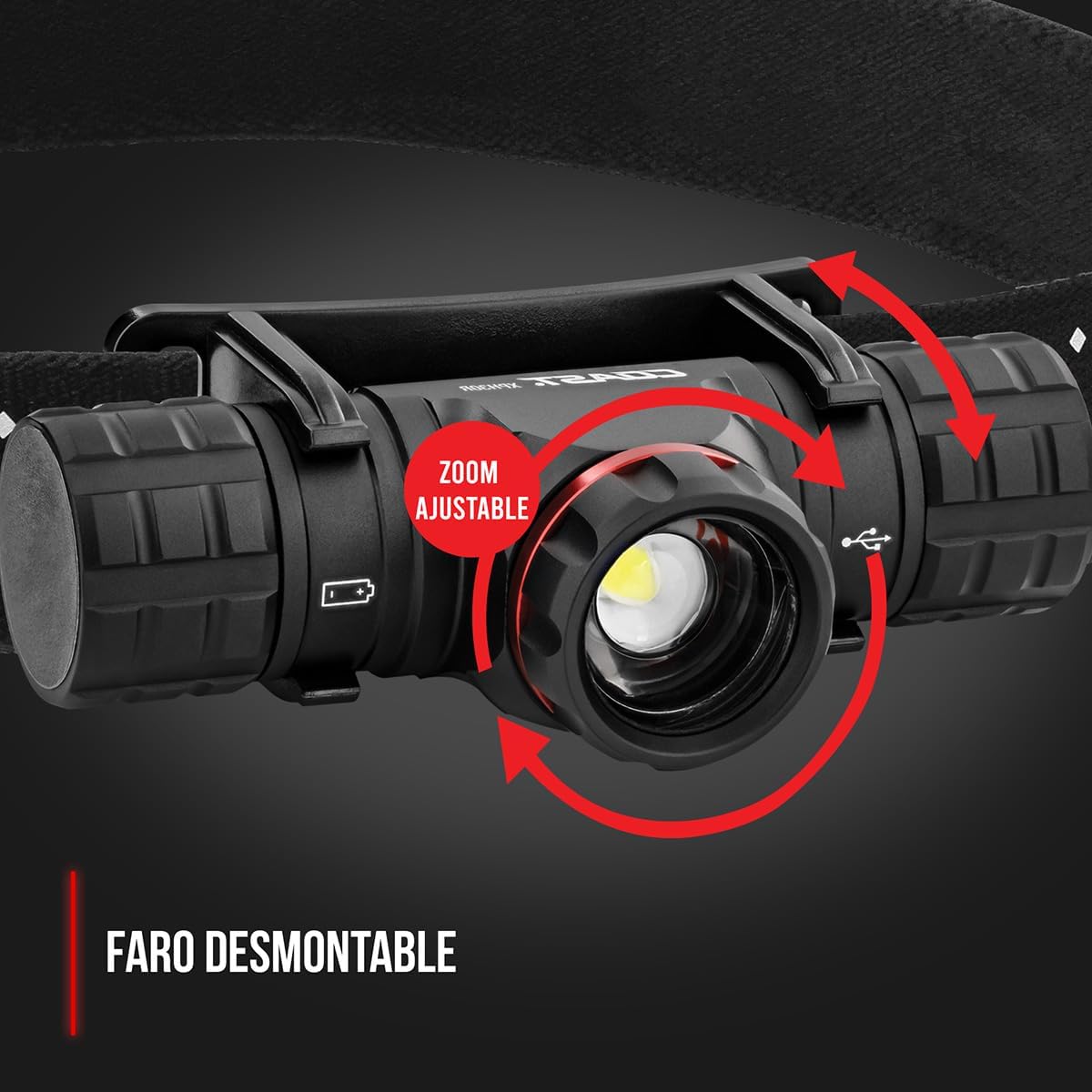 Rechargeable Dual-Power LED Headlamp with Magnetic Base