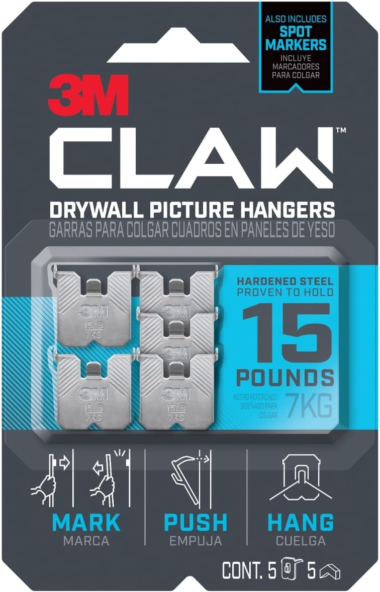 15 lb Drywall Picture Hangers with Markers – 5 Pack