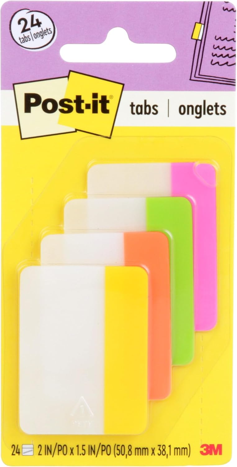 Post-it Sticky Tabs 2" x 1.5" – 4 Pads
