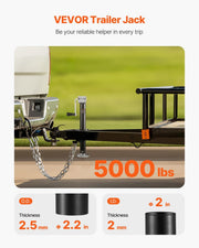 VEVOR 5,000 Lbs A-Frame Trailer Jack – 15" Travel with Drop Leg