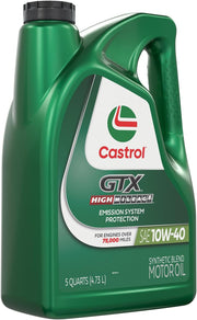 Castrol GTX High Mileage 10W-40 Synthetic Blend Motor Oil – 5 Quarts