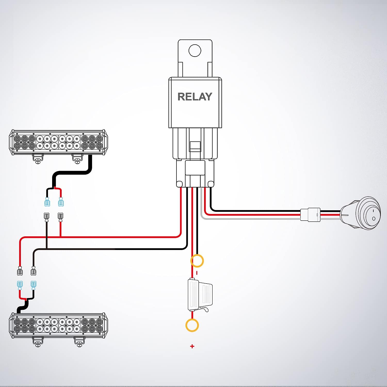 Nilight NI-WA-06 LED Light Bar Wiring Harness Kit – 12V, 2 Leads