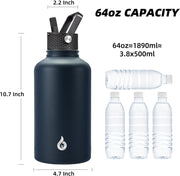 BJPKPK 64oz Insulated Water Bottle with Straw Lid