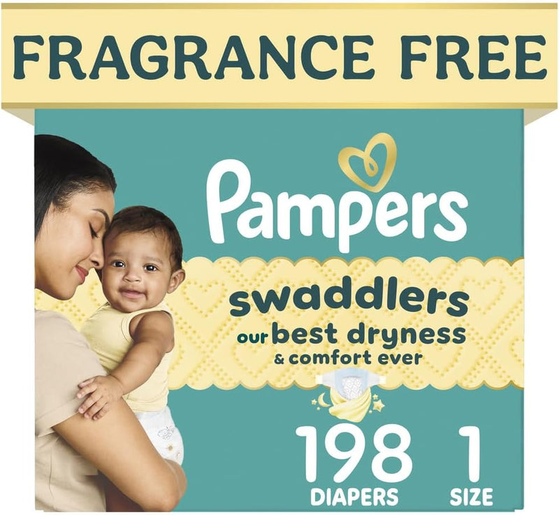 Fragrance-Free Hypoallergenic Baby Diapers – Size 1, 198 Count