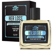 Top Shelf Her Loss Pheromone Enhanced Cologne 50ml 1.7 fl oz bottle with black and blue box - woody spicy fragrance for men