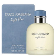 Dolce and Gabbana Light Blue Pour Homme Eau de Toilette 125ml 4.2 oz frosted bottle with blue cap and blue box