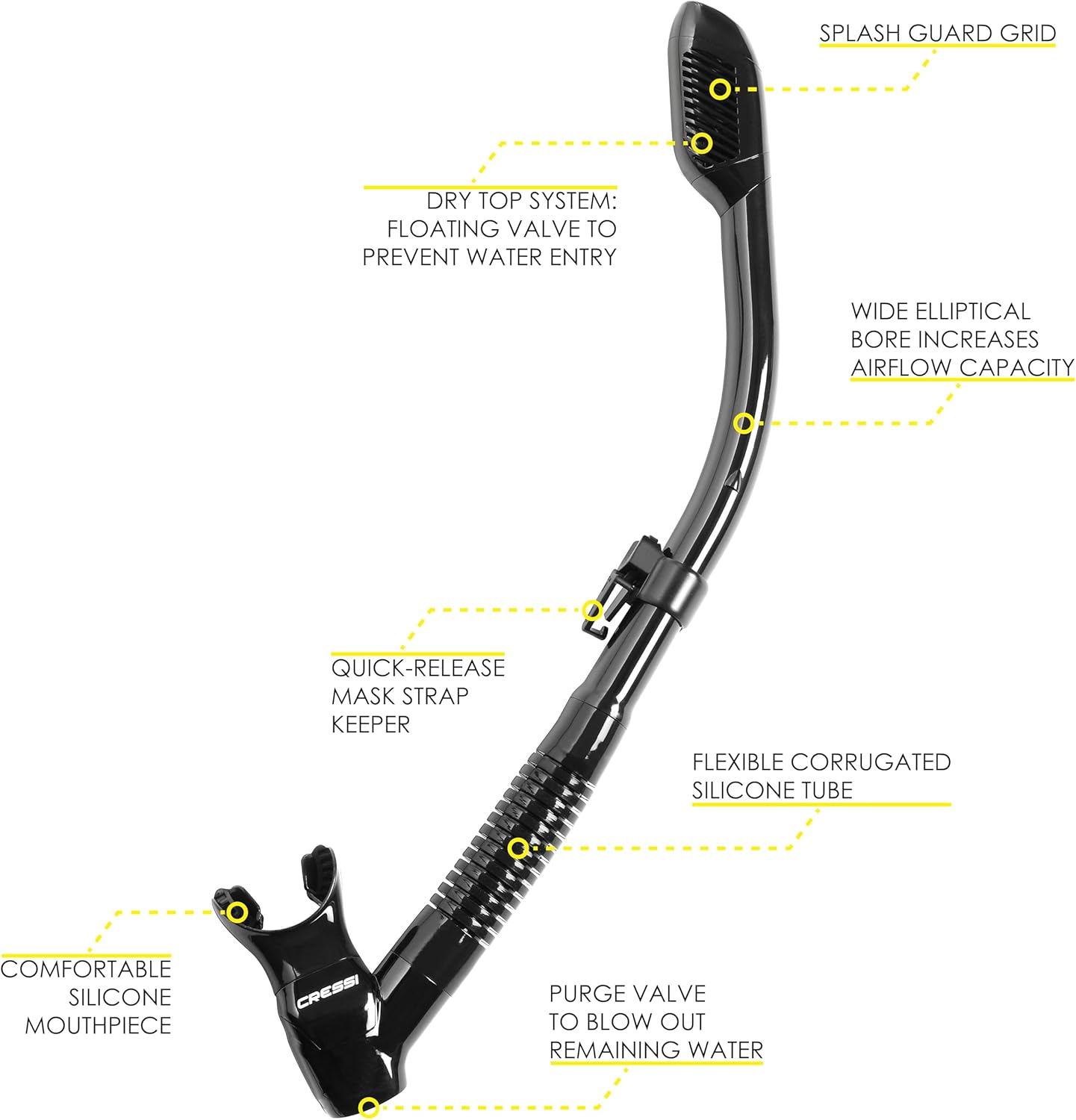 Adult Dry Snorkel with Splash Guard