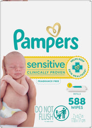 Pampers Sensitive Baby Wipes – 588 Count, Fragrance Free