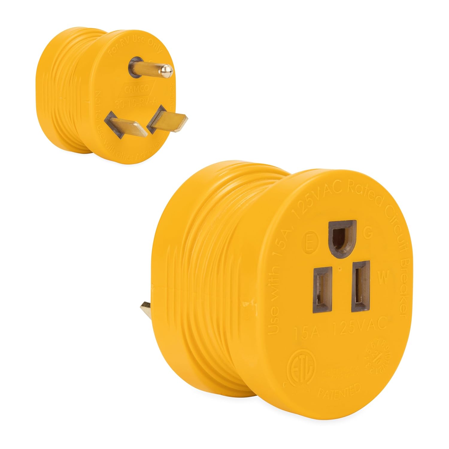 30-Amp Male to 15-Amp Female RV Electrical Adapter – 125V