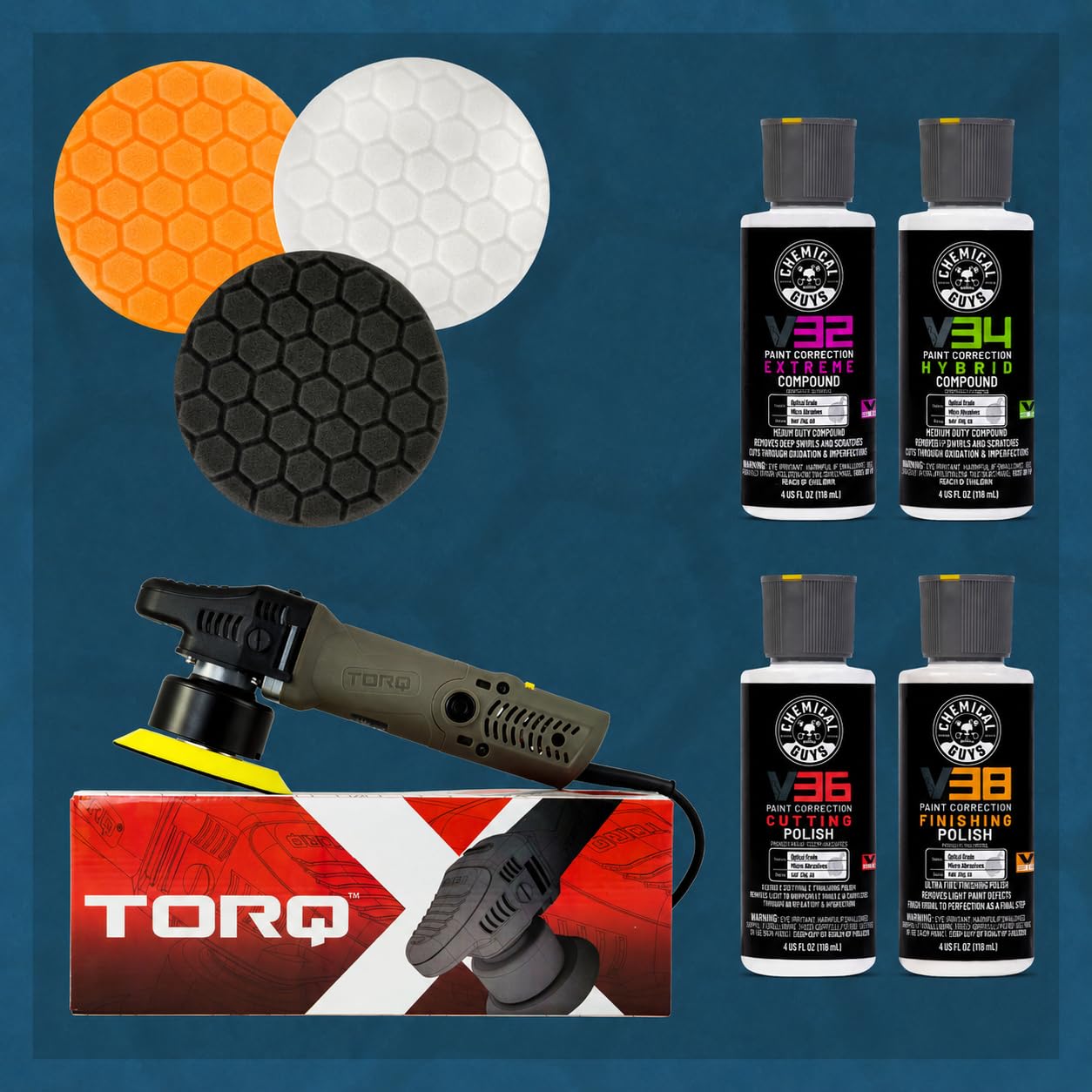 700W Dual-Action Random Orbital Polisher Kit – 9 Piece
