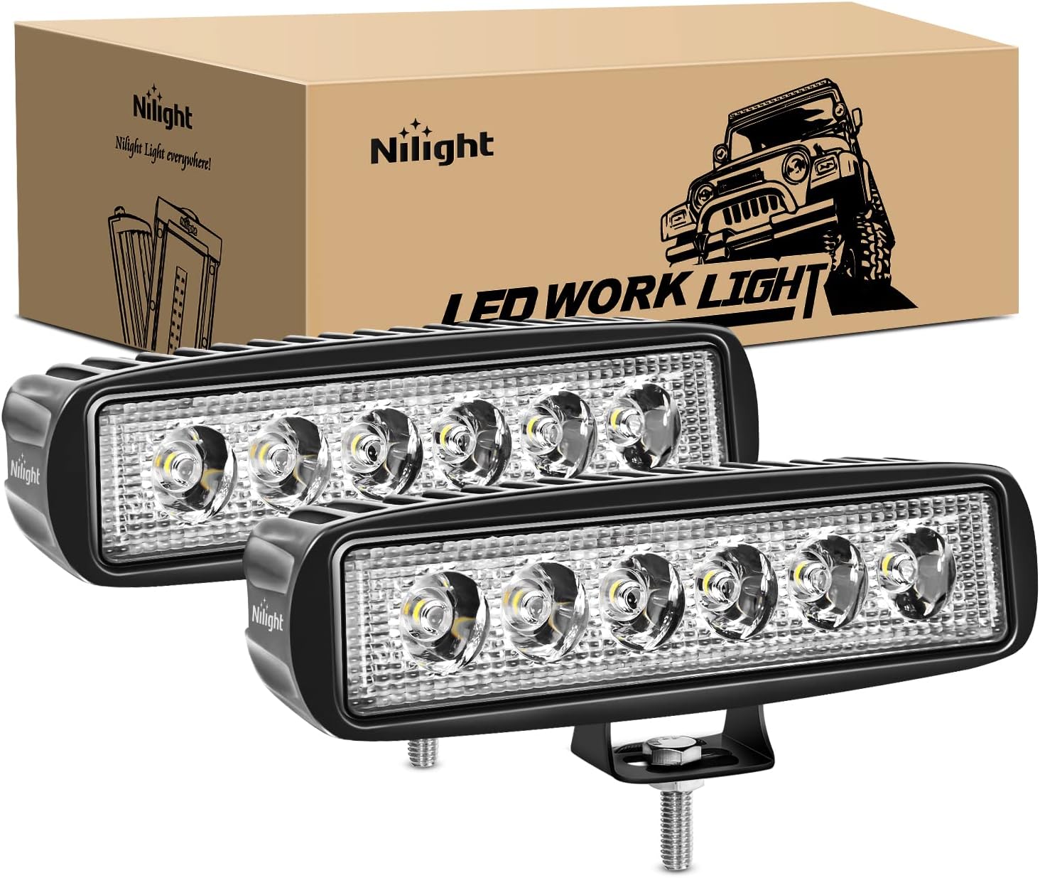6-Inch 18W Flood LED Off-Road Light Pods – 2 Pack