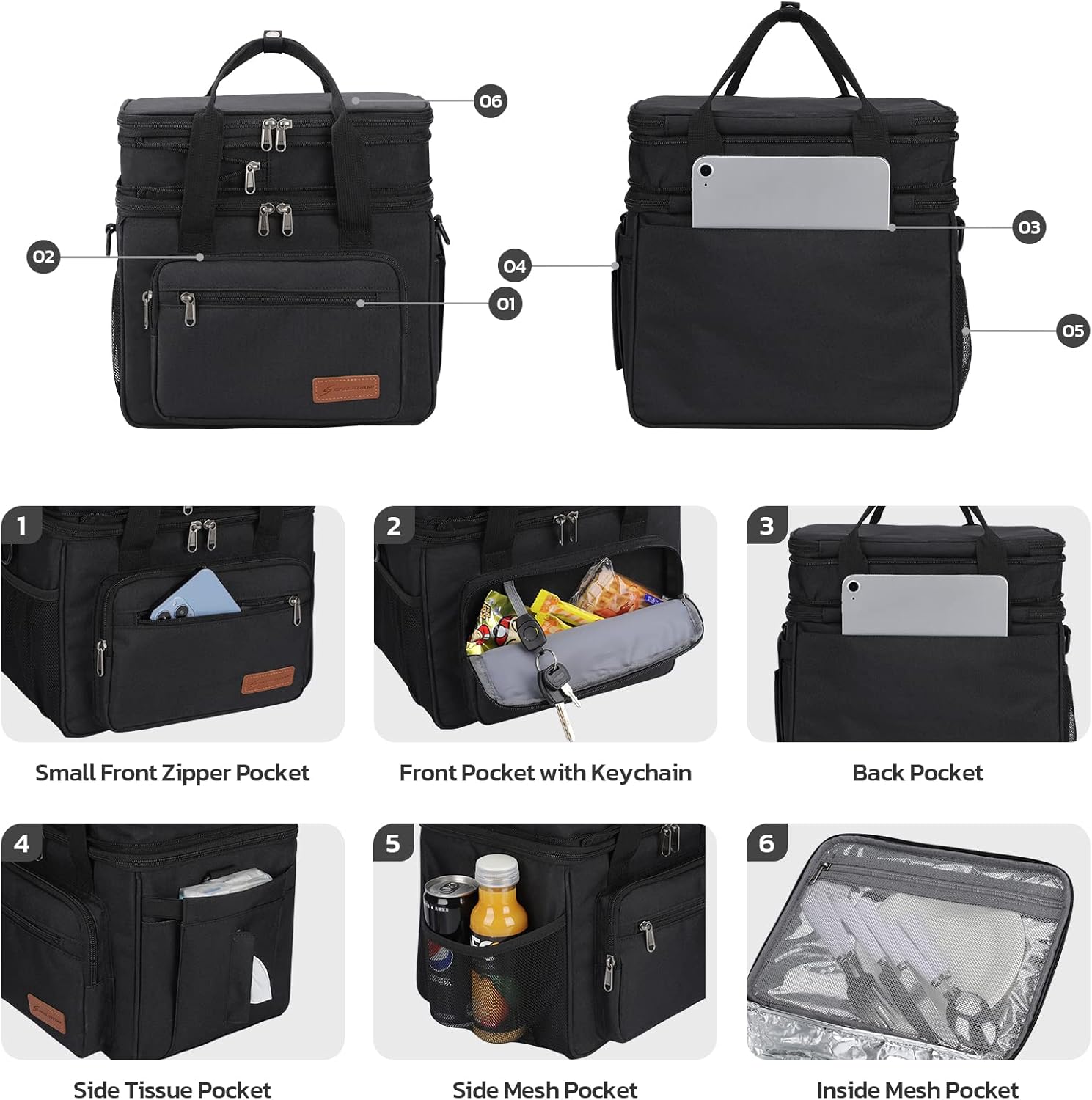 23L Insulated Expandable Lunch Cooler Bag