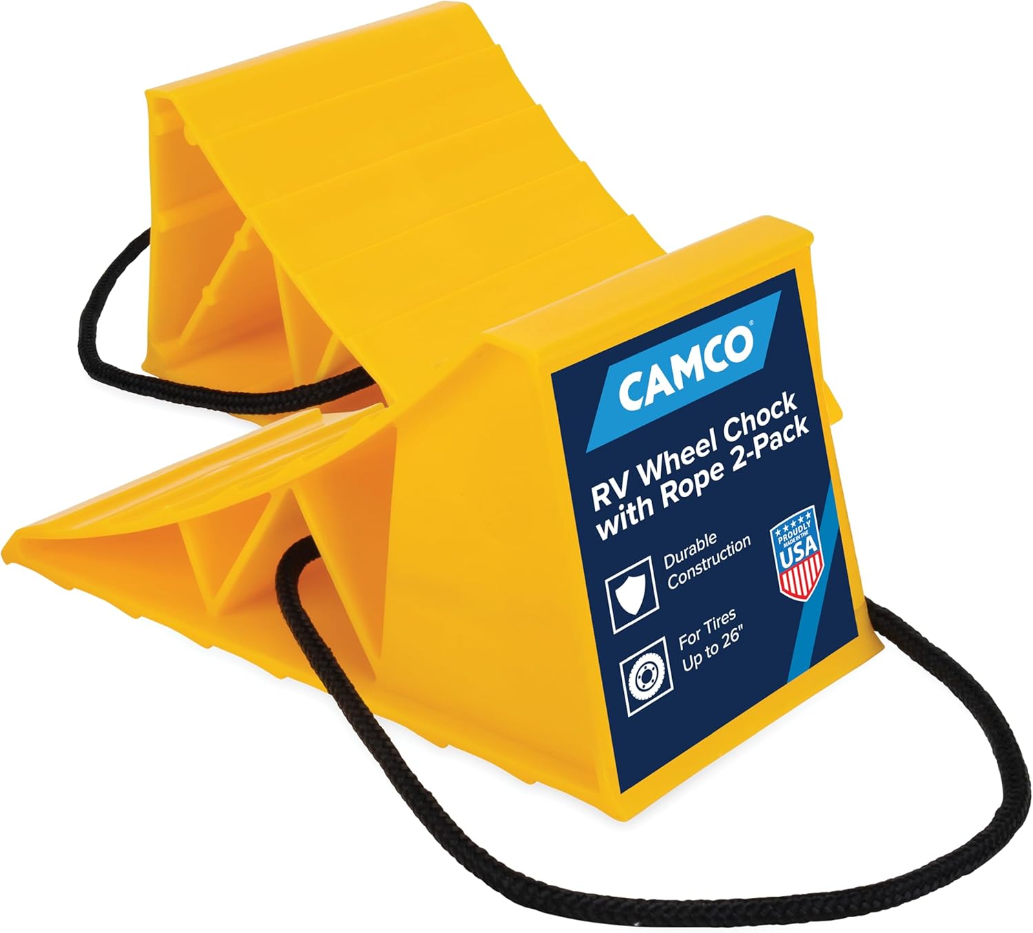 Heavy-Duty RV Wheel Chocks with Rope – 2 Pack