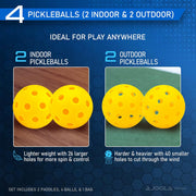 Fiberglass Pickleball Paddle Set with Balls & Carry Bag